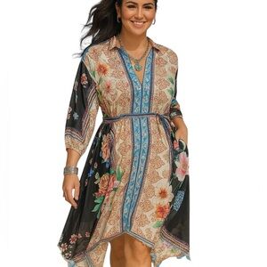 Johnny Was silk Geana Patsy dress NWT